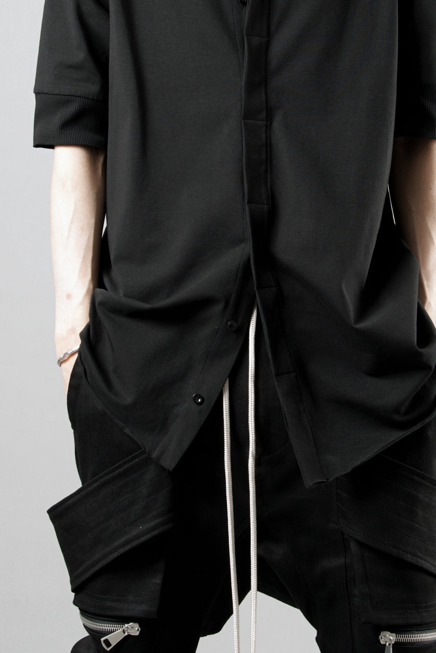 画像をギャラリービューアに読み込む, thom/krom STAND UP COLLAR T-SHIRT / STRETCH COTTON JERSEY (BLACK)