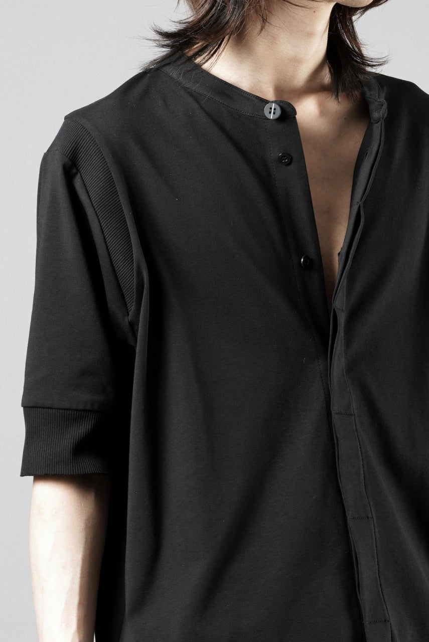 画像をギャラリービューアに読み込む, thom/krom STAND UP COLLAR T-SHIRT / STRETCH COTTON JERSEY (BLACK)