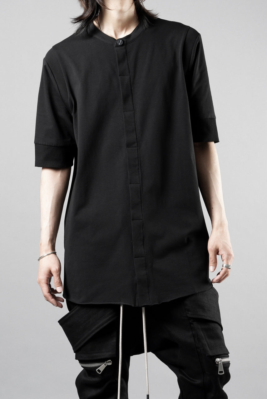 画像をギャラリービューアに読み込む, thom/krom STAND UP COLLAR T-SHIRT / STRETCH COTTON JERSEY (BLACK)