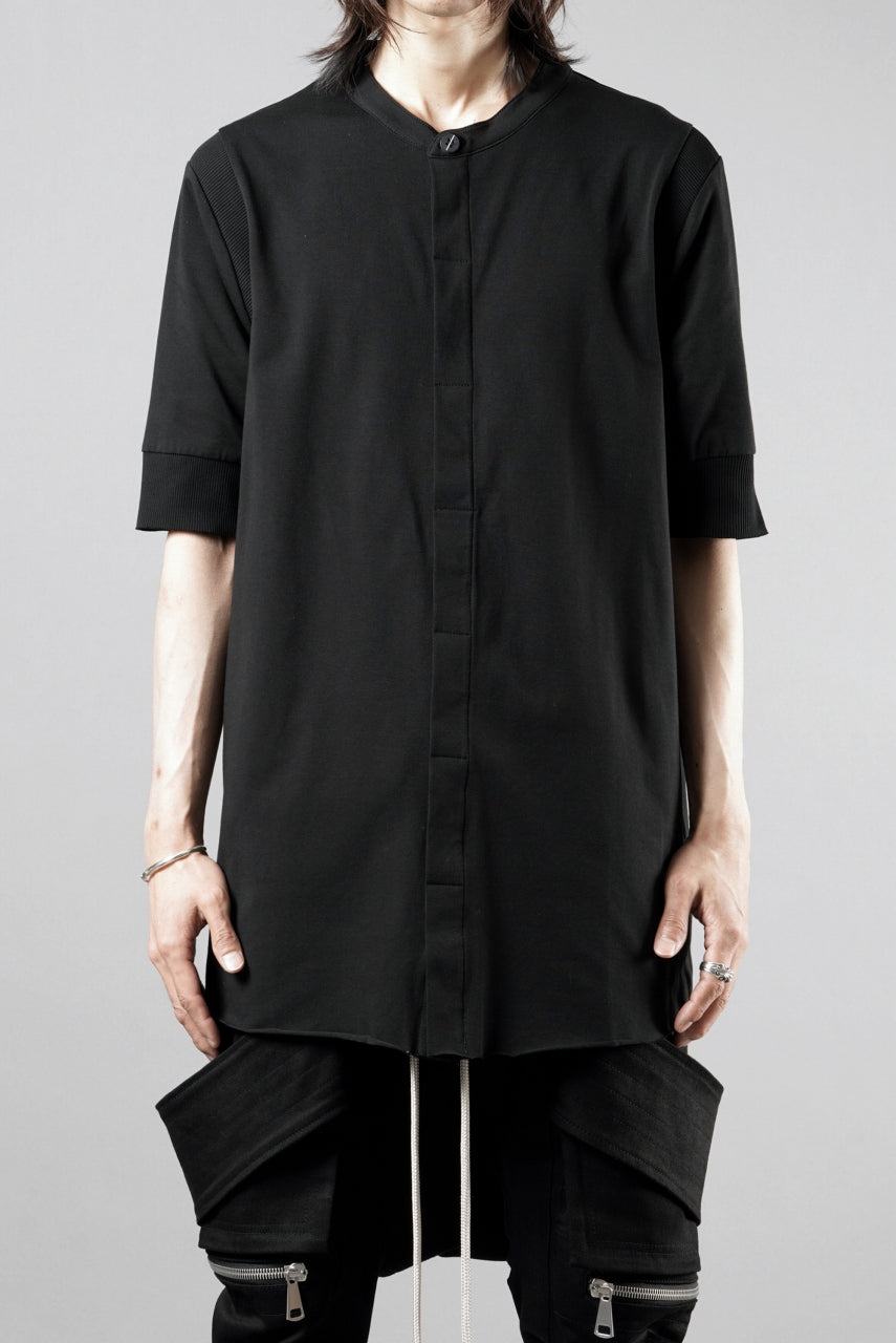 画像をギャラリービューアに読み込む, thom/krom STAND UP COLLAR T-SHIRT / STRETCH COTTON JERSEY (BLACK)