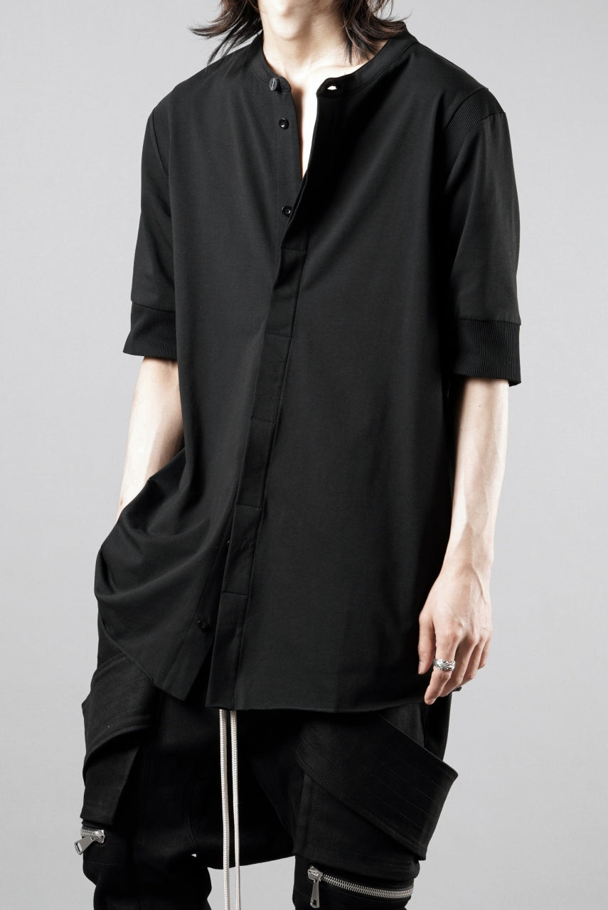 画像をギャラリービューアに読み込む, thom/krom STAND UP COLLAR T-SHIRT / STRETCH COTTON JERSEY (BLACK)