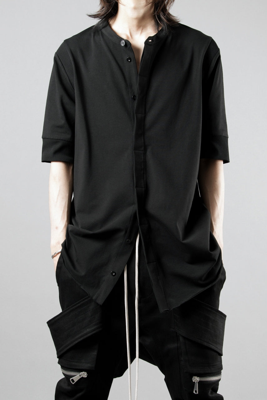 画像をギャラリービューアに読み込む, thom/krom STAND UP COLLAR T-SHIRT / STRETCH COTTON JERSEY (BLACK)