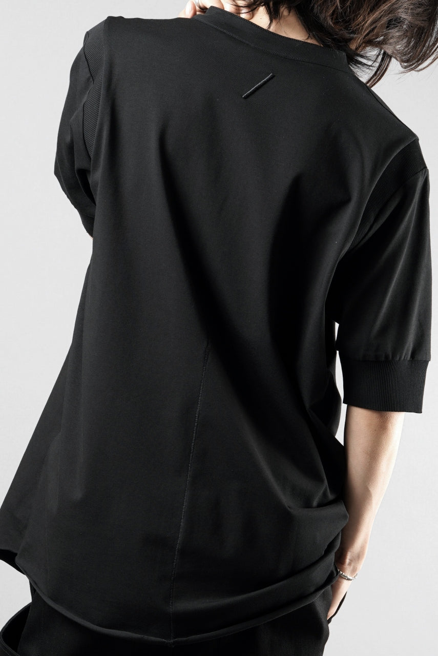 画像をギャラリービューアに読み込む, thom/krom STAND UP COLLAR T-SHIRT / STRETCH COTTON JERSEY (BLACK)