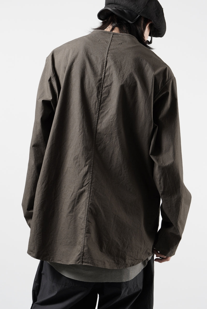 画像をギャラリービューアに読み込む, YUTA MATSUOKA collarless shirt / hard twist yarn horse cloth (dark brown)