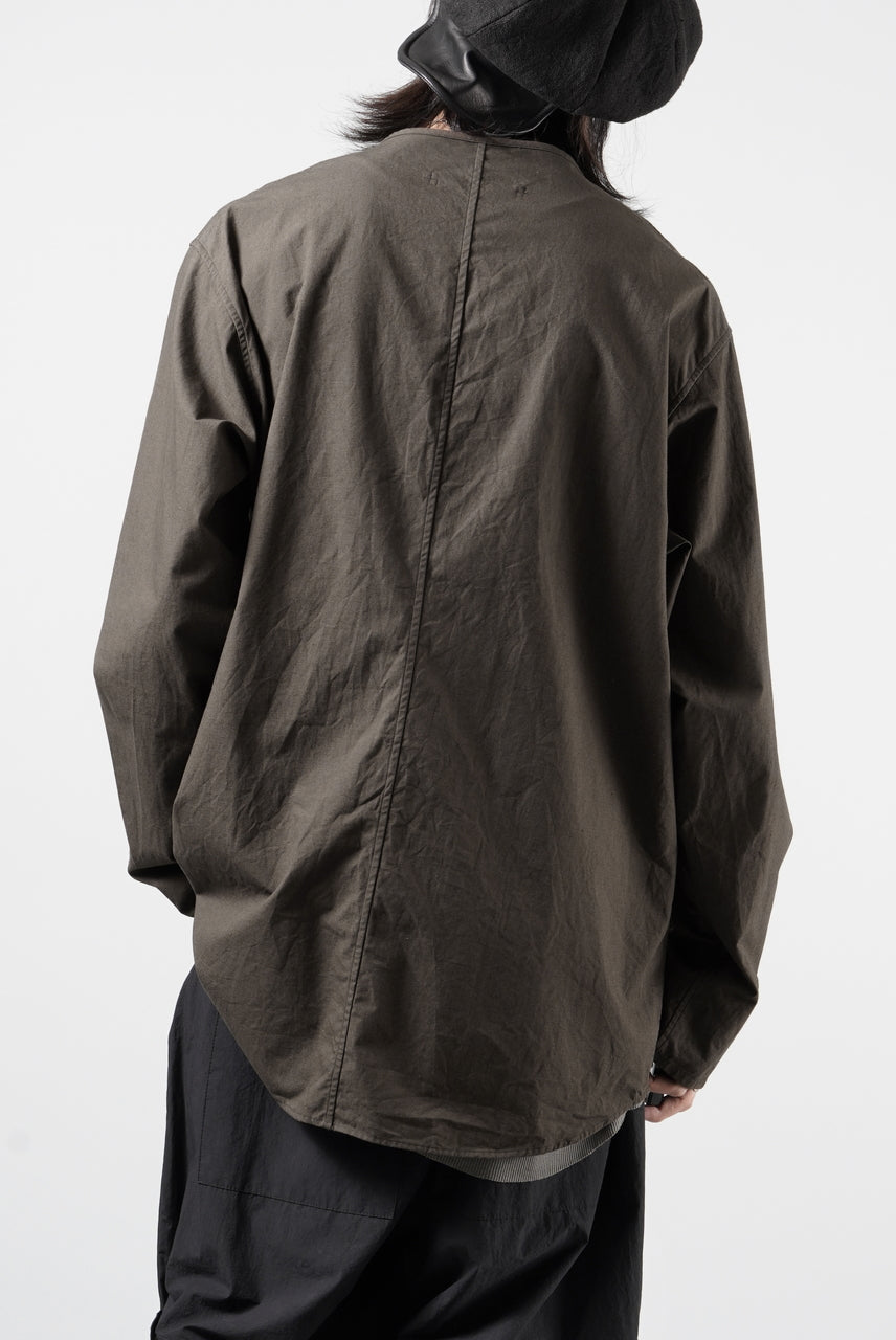 画像をギャラリービューアに読み込む, YUTA MATSUOKA collarless shirt / hard twist yarn horse cloth (dark brown)