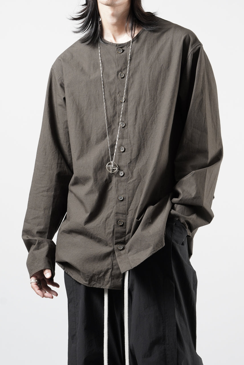 画像をギャラリービューアに読み込む, YUTA MATSUOKA collarless shirt / hard twist yarn horse cloth (dark brown)