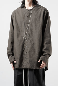 画像をギャラリービューアに読み込む, YUTA MATSUOKA collarless shirt / hard twist yarn horse cloth (dark brown)