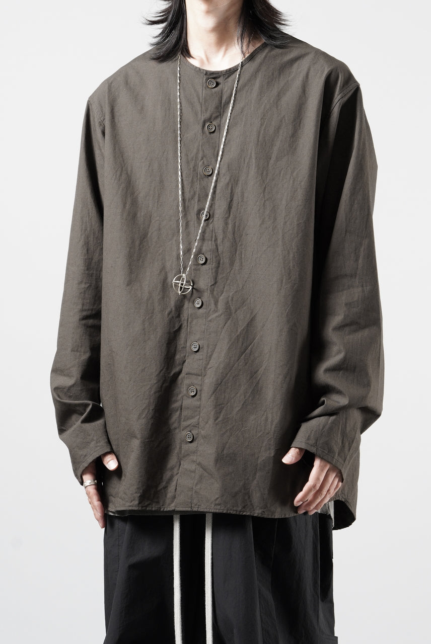 画像をギャラリービューアに読み込む, YUTA MATSUOKA collarless shirt / hard twist yarn horse cloth (dark brown)