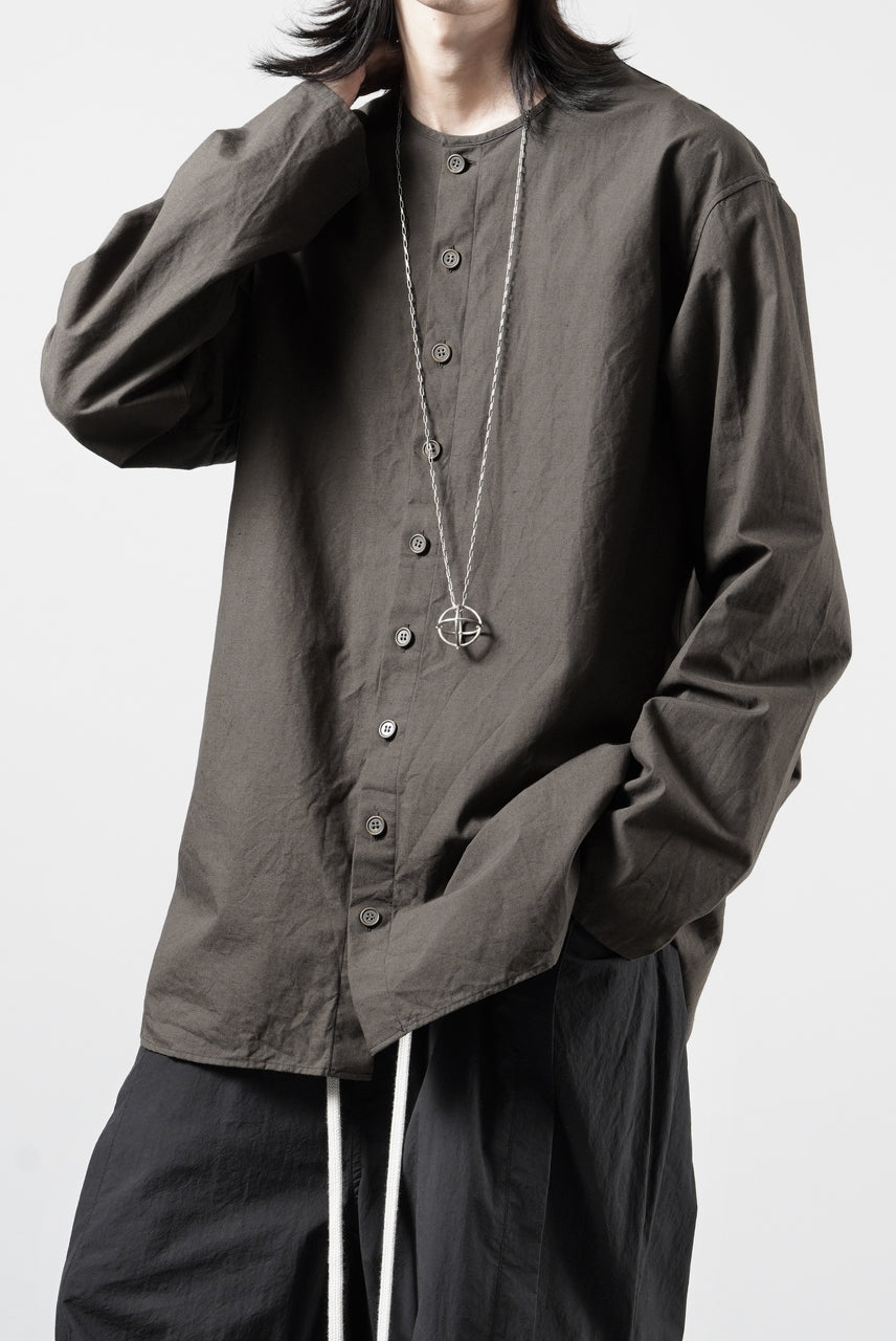 画像をギャラリービューアに読み込む, YUTA MATSUOKA collarless shirt / hard twist yarn horse cloth (dark brown)