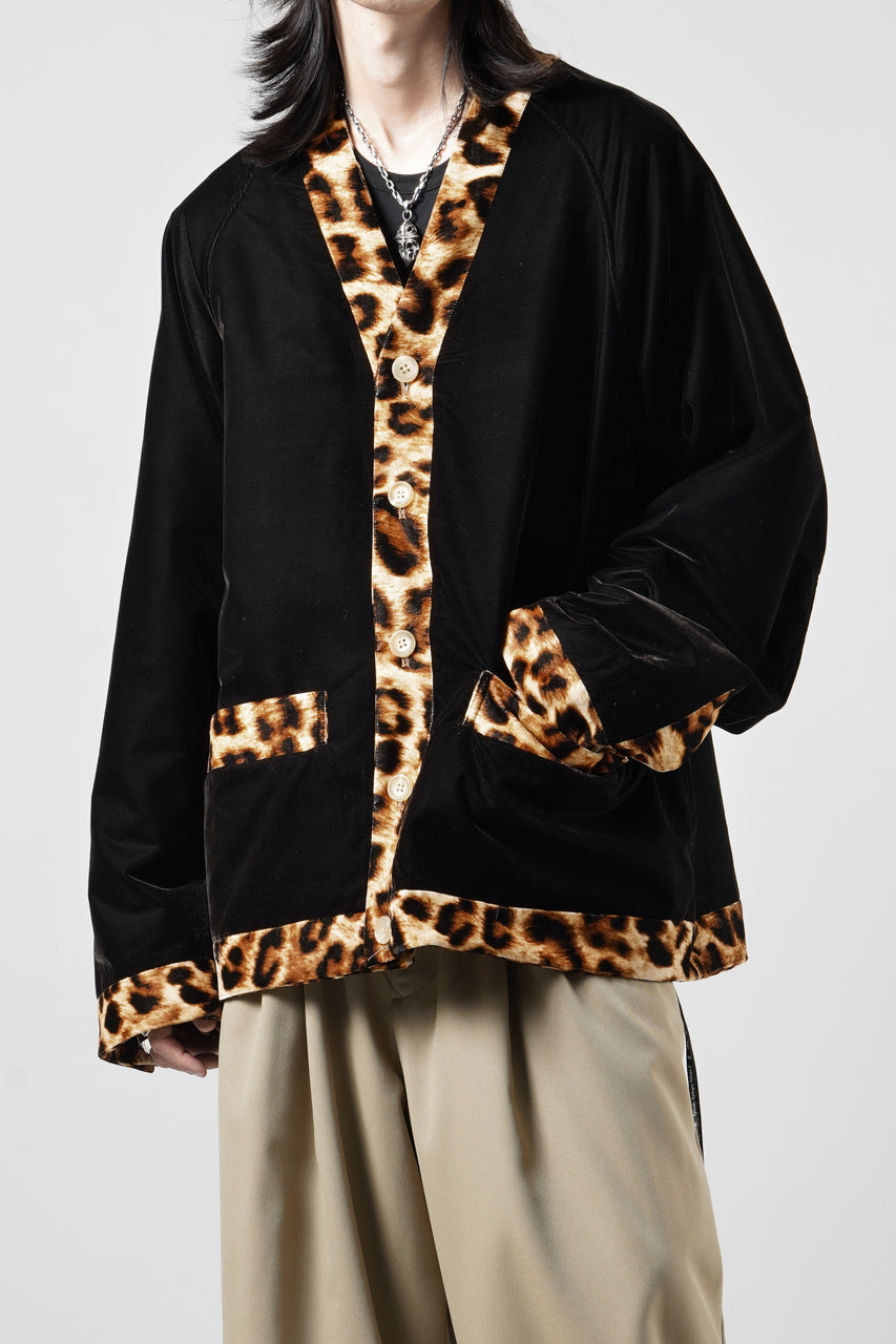 画像をギャラリービューアに読み込む, mastermind JAPAN LEOPARD VELVET CARDIGAN JACKET (BLACK x YELLOW)