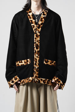 画像をギャラリービューアに読み込む, mastermind JAPAN LEOPARD VELVET CARDIGAN JACKET (BLACK x YELLOW)