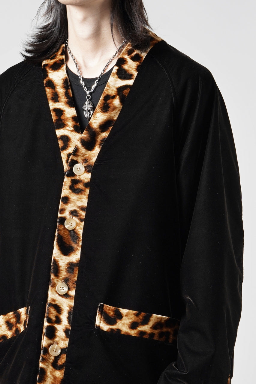 画像をギャラリービューアに読み込む, mastermind JAPAN LEOPARD VELVET CARDIGAN JACKET (BLACK x YELLOW)