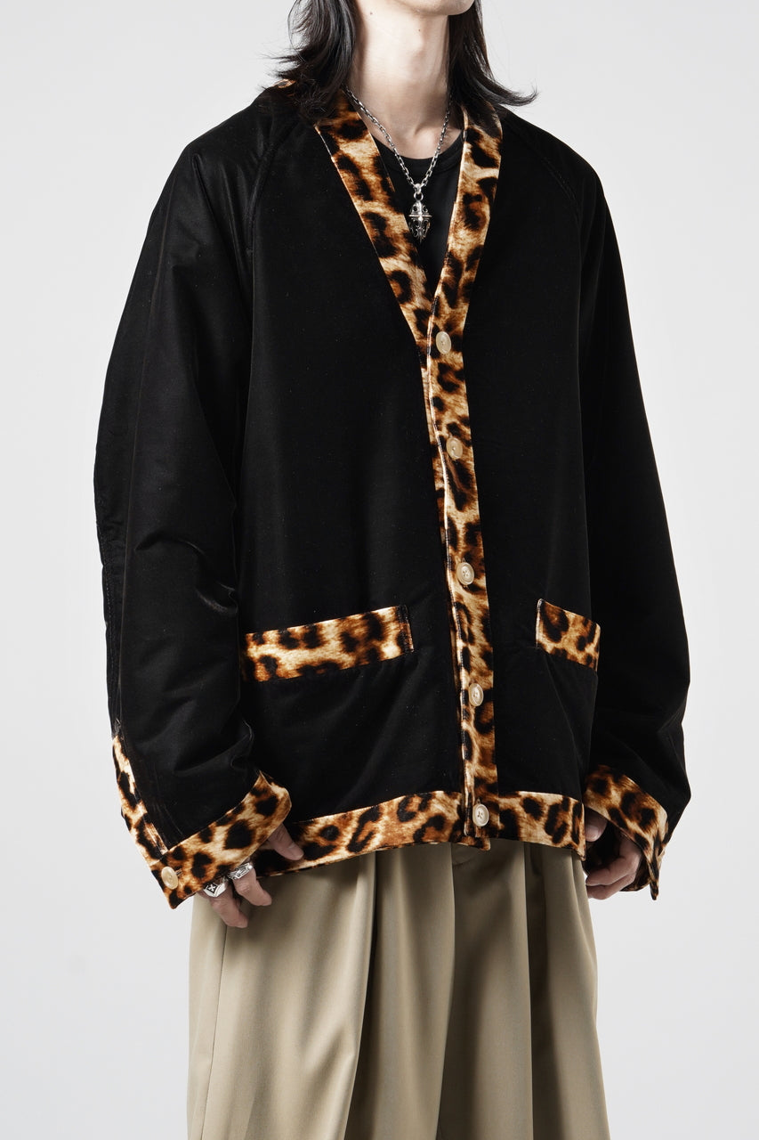 画像をギャラリービューアに読み込む, mastermind JAPAN LEOPARD VELVET CARDIGAN JACKET (BLACK x YELLOW)