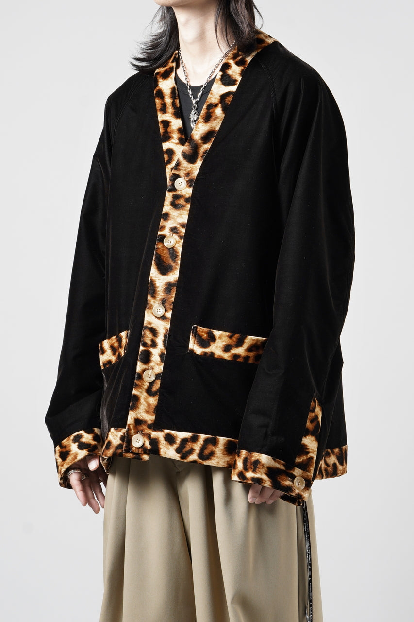 画像をギャラリービューアに読み込む, mastermind JAPAN LEOPARD VELVET CARDIGAN JACKET (BLACK x YELLOW)
