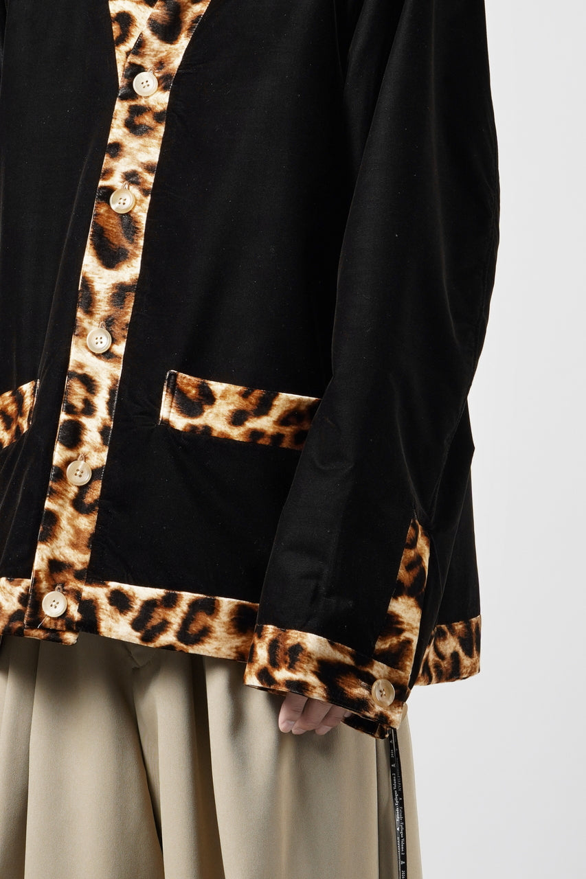画像をギャラリービューアに読み込む, mastermind JAPAN LEOPARD VELVET CARDIGAN JACKET (BLACK x YELLOW)