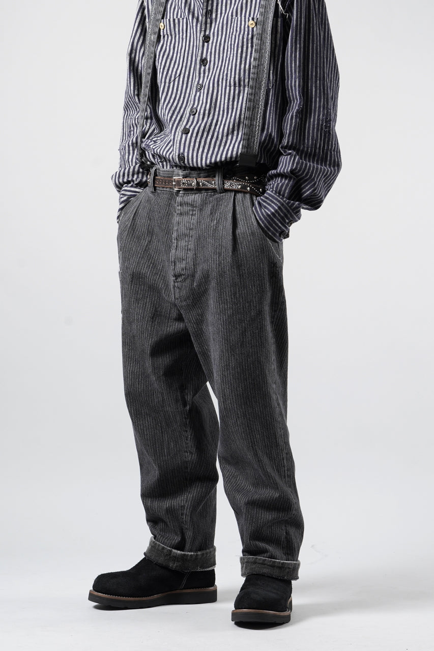 画像をギャラリービューアに読み込む, A TENTATIVE ATELIER exclusive George II PAINTER'S CROSS BAND PANTS (WASHED BLACK STRIPE)