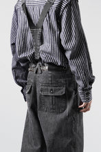 画像をギャラリービューアに読み込む, A TENTATIVE ATELIER exclusive George II PAINTER'S CROSS BAND PANTS (WASHED BLACK STRIPE)