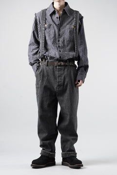 画像をギャラリービューアに読み込む, A TENTATIVE ATELIER exclusive George II PAINTER'S CROSS BAND PANTS (WASHED BLACK STRIPE)