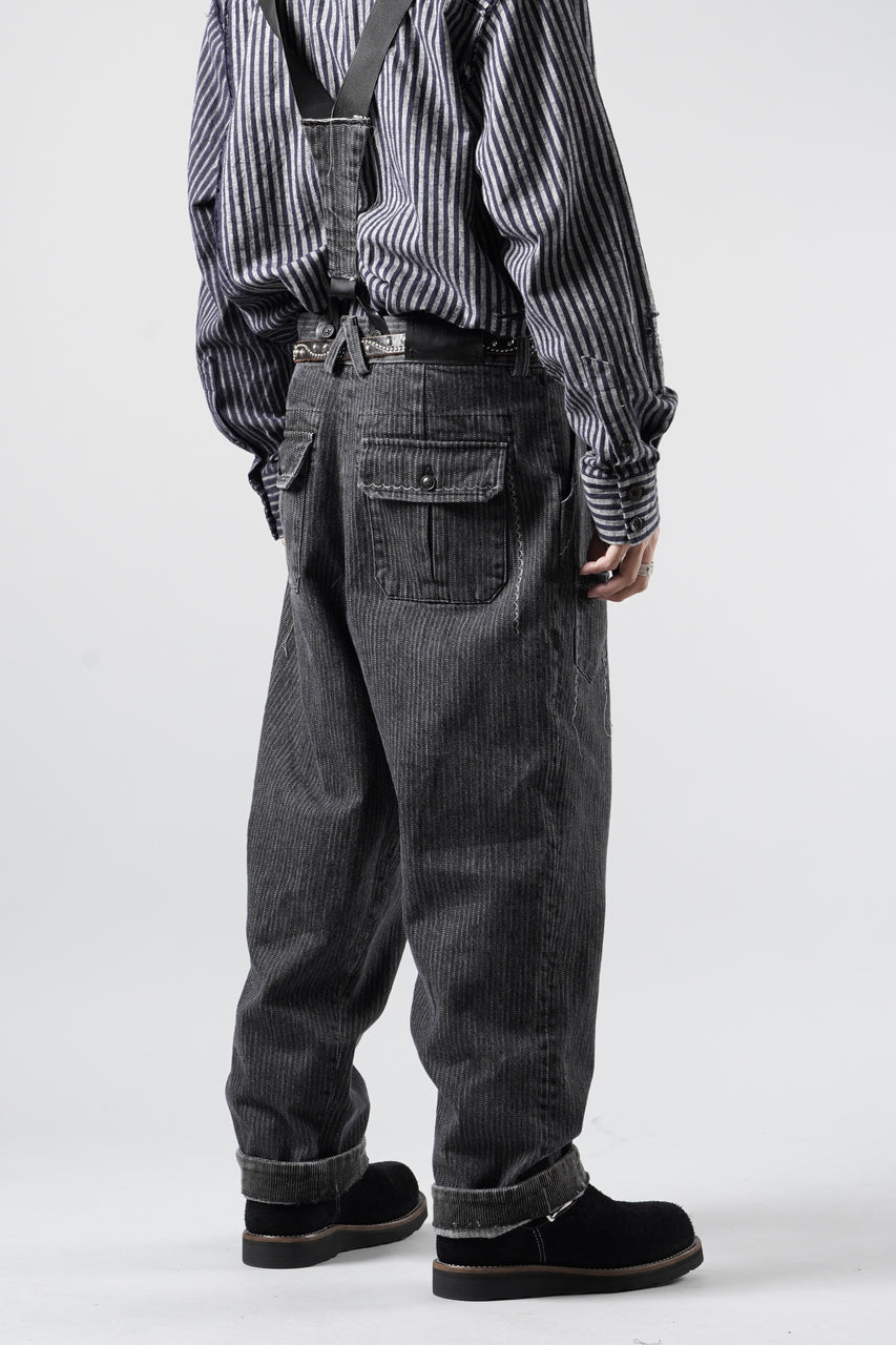 画像をギャラリービューアに読み込む, A TENTATIVE ATELIER exclusive George II PAINTER'S CROSS BAND PANTS (WASHED BLACK STRIPE)