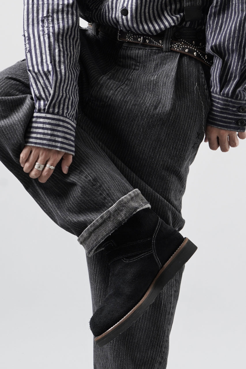 画像をギャラリービューアに読み込む, A TENTATIVE ATELIER exclusive George II PAINTER'S CROSS BAND PANTS (WASHED BLACK STRIPE)