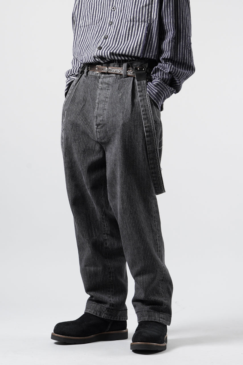 画像をギャラリービューアに読み込む, A TENTATIVE ATELIER exclusive George II PAINTER'S CROSS BAND PANTS (WASHED BLACK STRIPE)