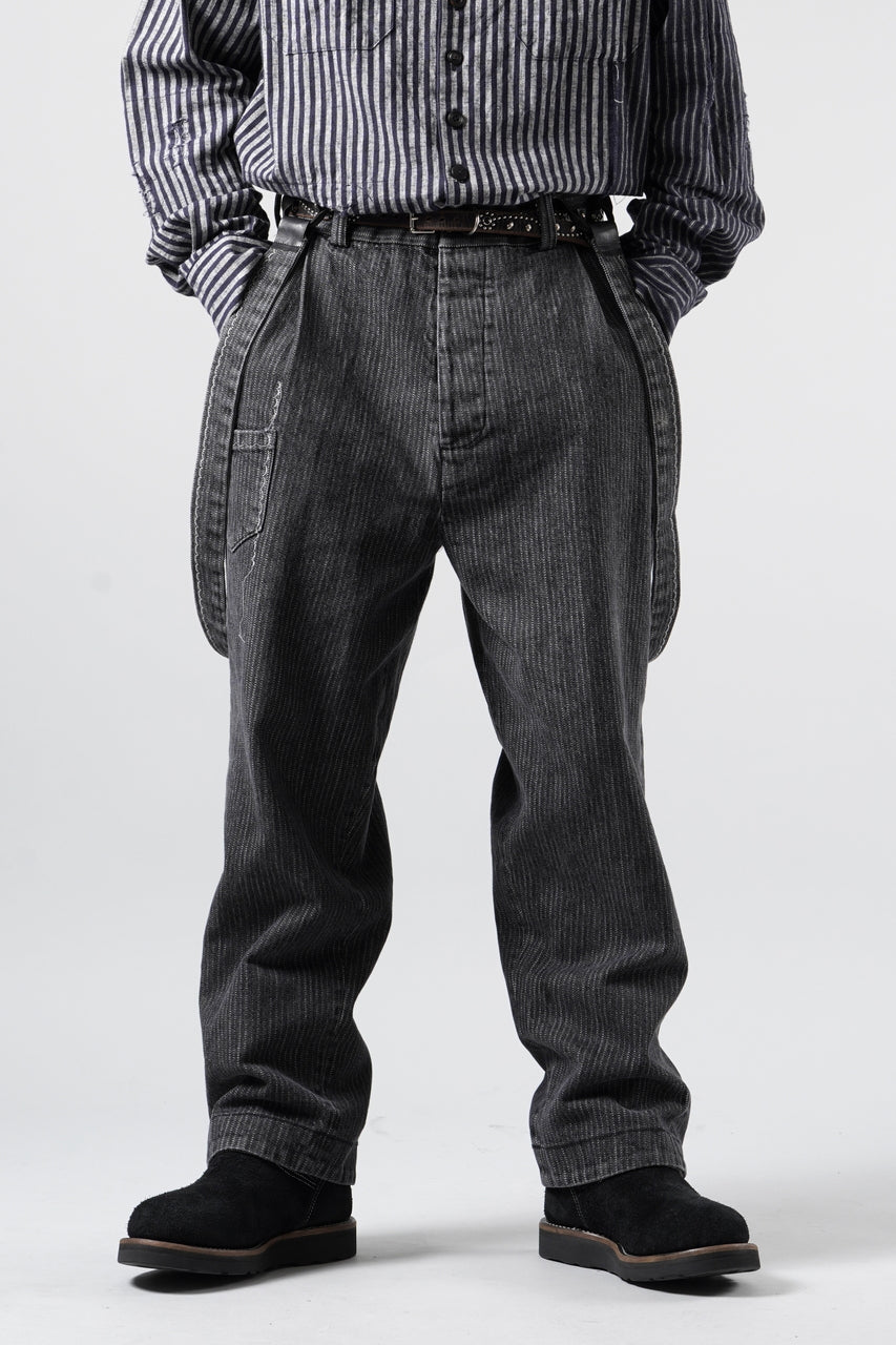 画像をギャラリービューアに読み込む, A TENTATIVE ATELIER exclusive George II PAINTER'S CROSS BAND PANTS (WASHED BLACK STRIPE)