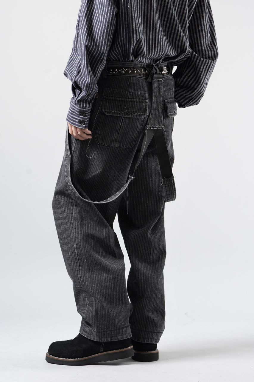 画像をギャラリービューアに読み込む, A TENTATIVE ATELIER exclusive George II PAINTER'S CROSS BAND PANTS (WASHED BLACK STRIPE)