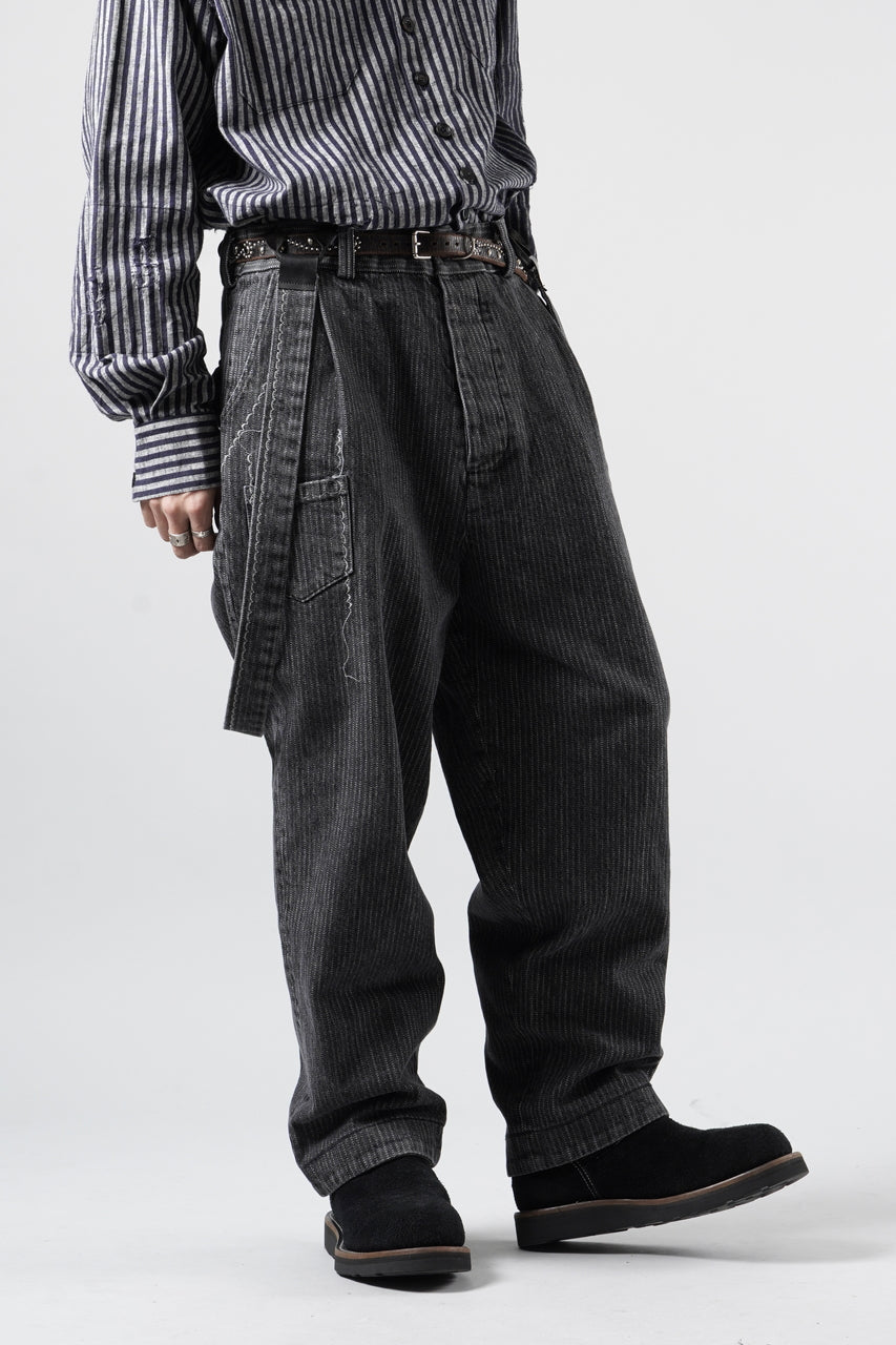 画像をギャラリービューアに読み込む, A TENTATIVE ATELIER exclusive George II PAINTER'S CROSS BAND PANTS (WASHED BLACK STRIPE)