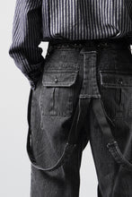 画像をギャラリービューアに読み込む, A TENTATIVE ATELIER exclusive George II PAINTER'S CROSS BAND PANTS (WASHED BLACK STRIPE)