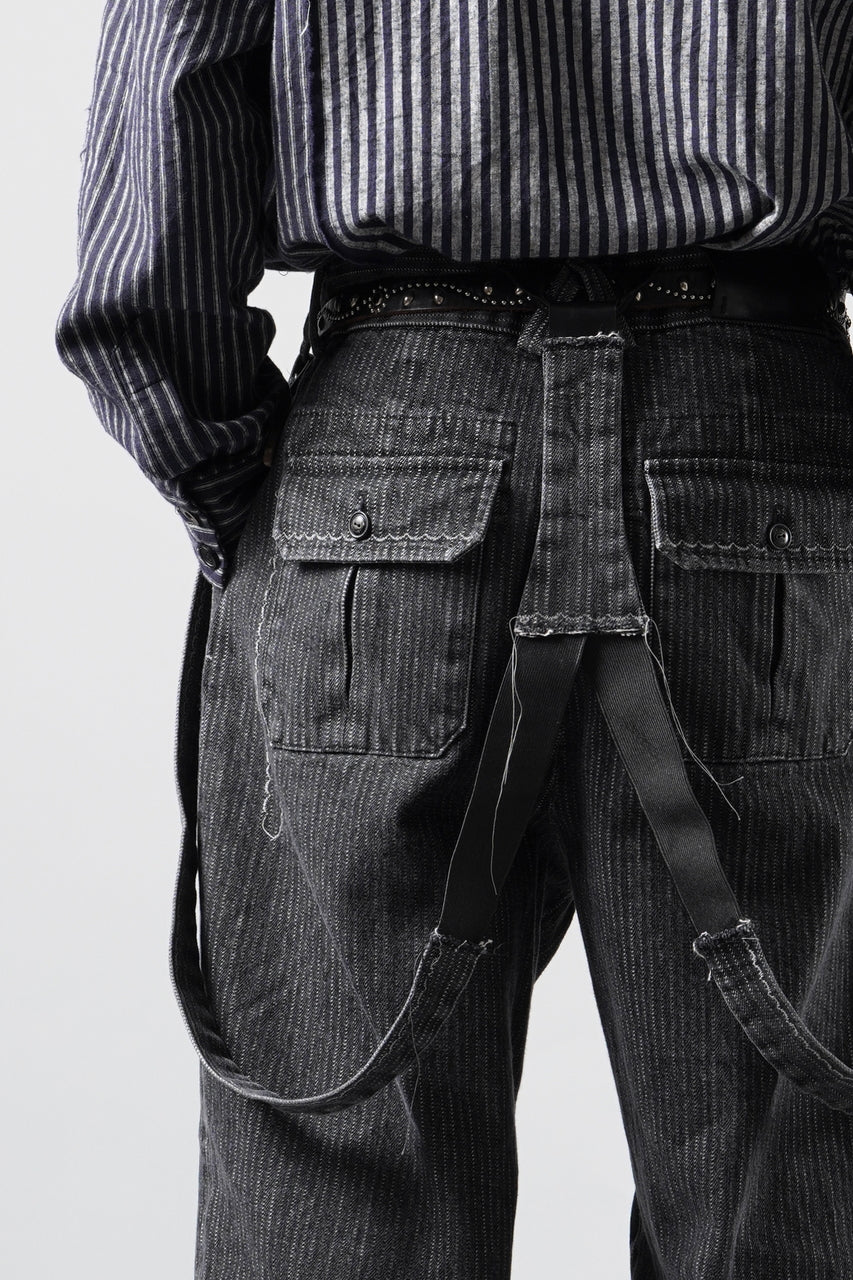 画像をギャラリービューアに読み込む, A TENTATIVE ATELIER exclusive George II PAINTER'S CROSS BAND PANTS (WASHED BLACK STRIPE)