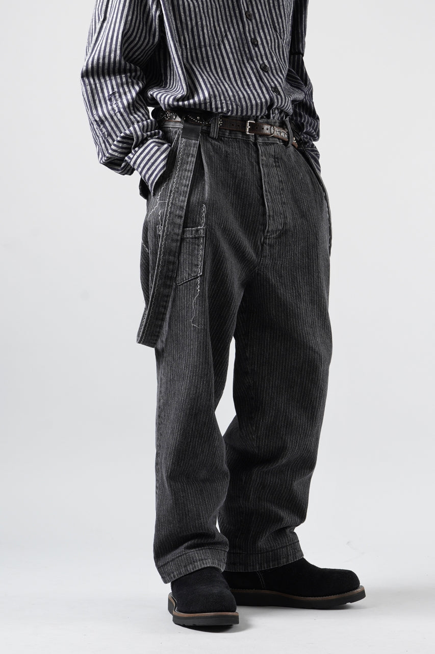 画像をギャラリービューアに読み込む, A TENTATIVE ATELIER exclusive George II PAINTER'S CROSS BAND PANTS (WASHED BLACK STRIPE)