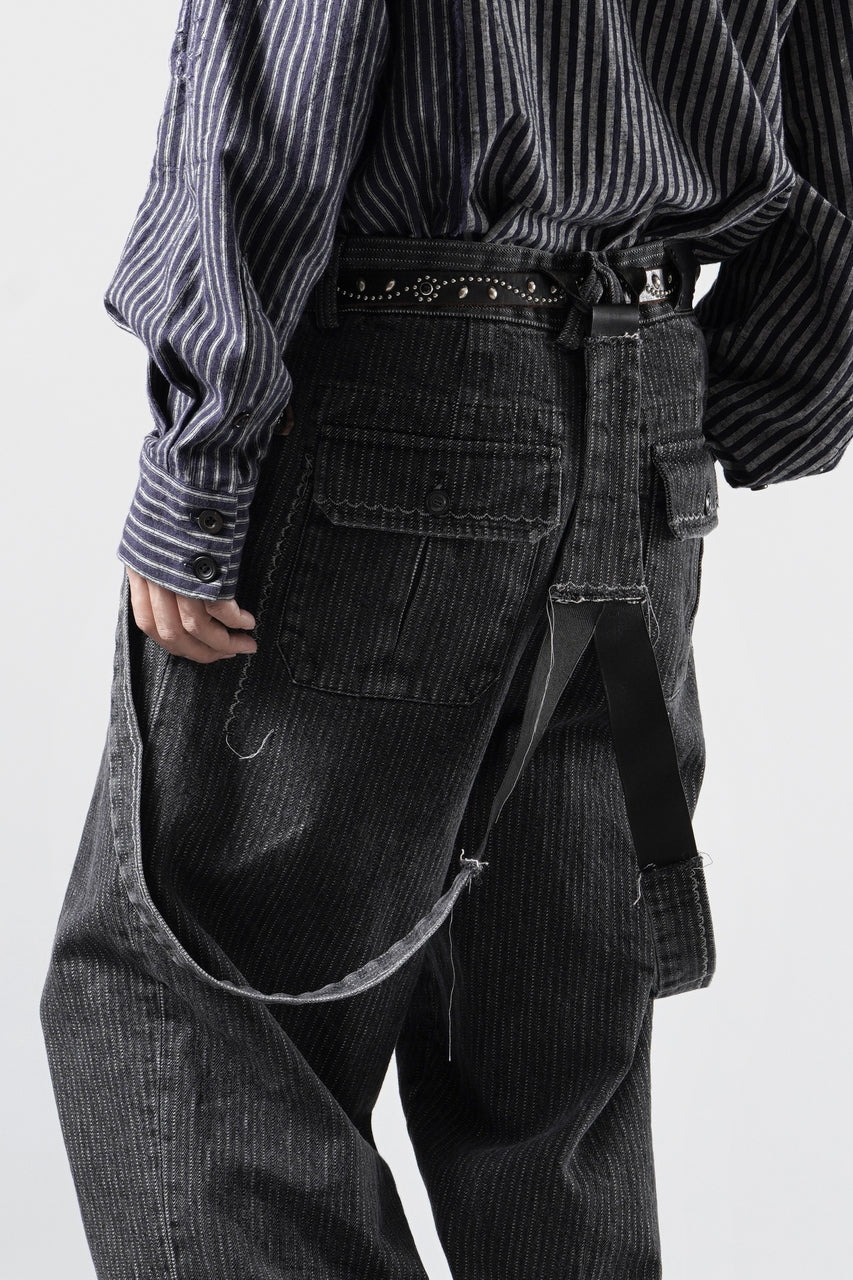 画像をギャラリービューアに読み込む, A TENTATIVE ATELIER exclusive George II PAINTER'S CROSS BAND PANTS (WASHED BLACK STRIPE)