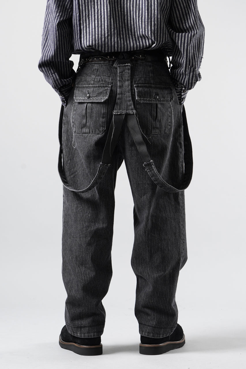 画像をギャラリービューアに読み込む, A TENTATIVE ATELIER exclusive George II PAINTER'S CROSS BAND PANTS (WASHED BLACK STRIPE)