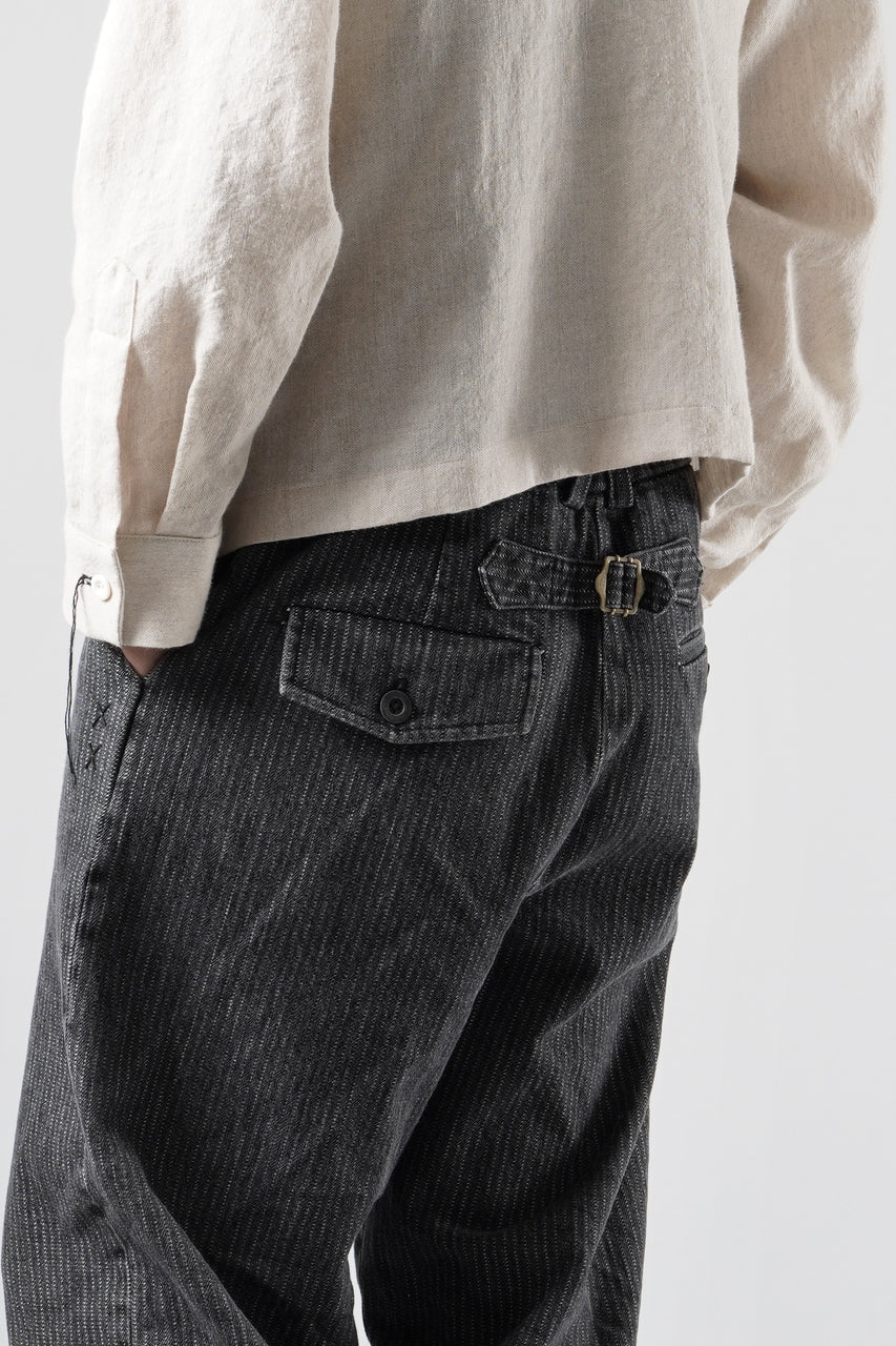 画像をギャラリービューアに読み込む, A TENTATIVE ATELIER exclusive Gysin HAND STITCHES BUCKLE PANTS (WASHED BLACK STRIPE)