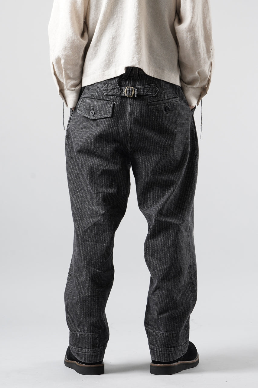 画像をギャラリービューアに読み込む, A TENTATIVE ATELIER exclusive Gysin HAND STITCHES BUCKLE PANTS (WASHED BLACK STRIPE)