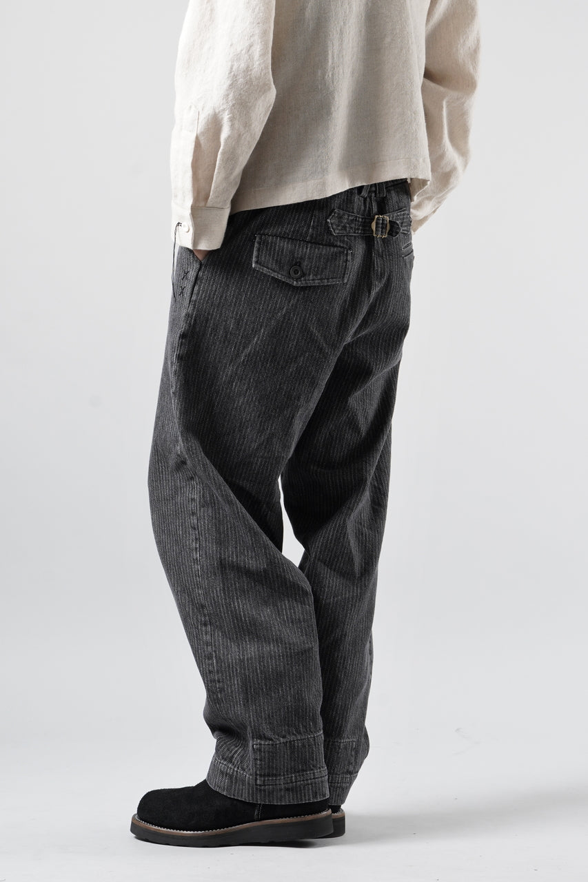 画像をギャラリービューアに読み込む, A TENTATIVE ATELIER exclusive Gysin HAND STITCHES BUCKLE PANTS (WASHED BLACK STRIPE)