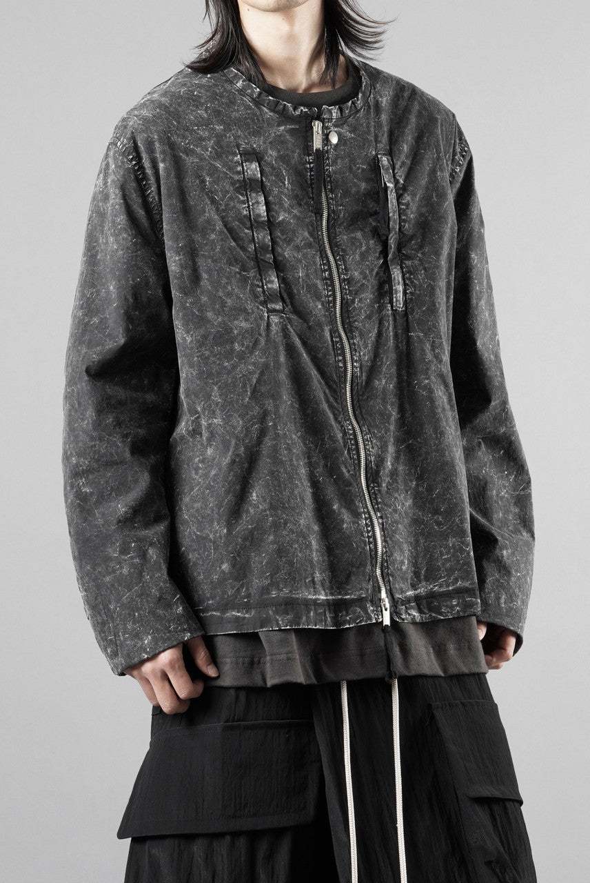 画像をギャラリービューアに読み込む, thom/krom COLLARLESS JACKET / DYED STRETCH COTTON (BLACK MARBLE)【26SS PRE SALE】
