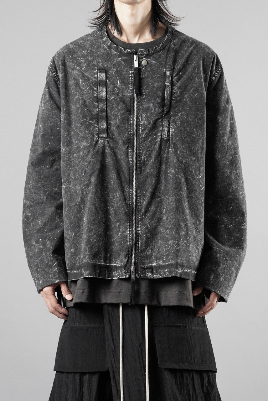画像をギャラリービューアに読み込む, thom/krom COLLARLESS JACKET / DYED STRETCH COTTON (BLACK MARBLE)【26SS PRE SALE】