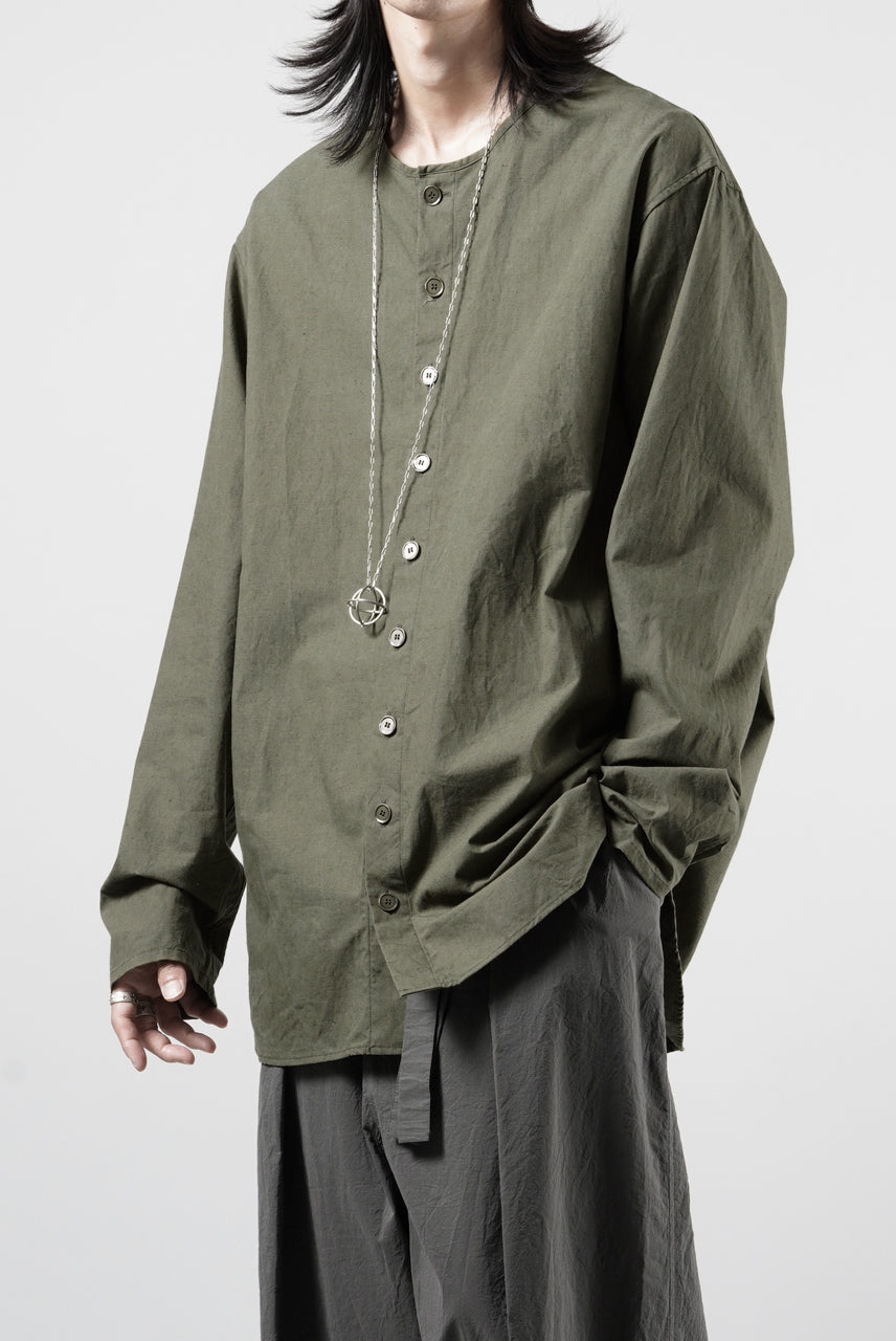 画像をギャラリービューアに読み込む, YUTA MATSUOKA collarless shirt / hard twist yarn horse cloth (khaki)