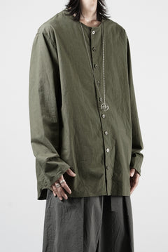 画像をギャラリービューアに読み込む, YUTA MATSUOKA collarless shirt / hard twist yarn horse cloth (khaki)