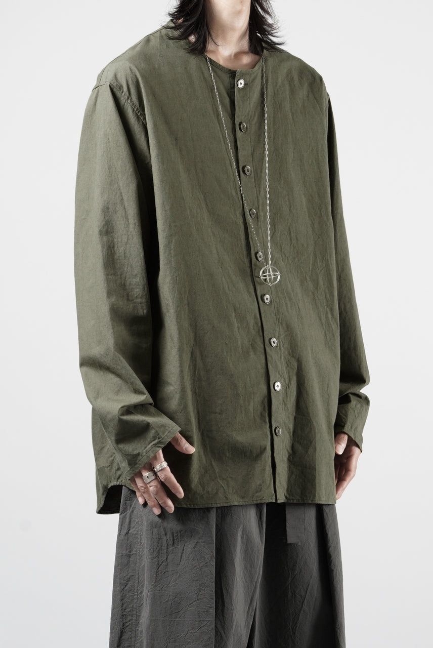 画像をギャラリービューアに読み込む, YUTA MATSUOKA collarless shirt / hard twist yarn horse cloth (khaki)