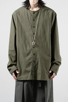 画像をギャラリービューアに読み込む, YUTA MATSUOKA collarless shirt / hard twist yarn horse cloth (khaki)