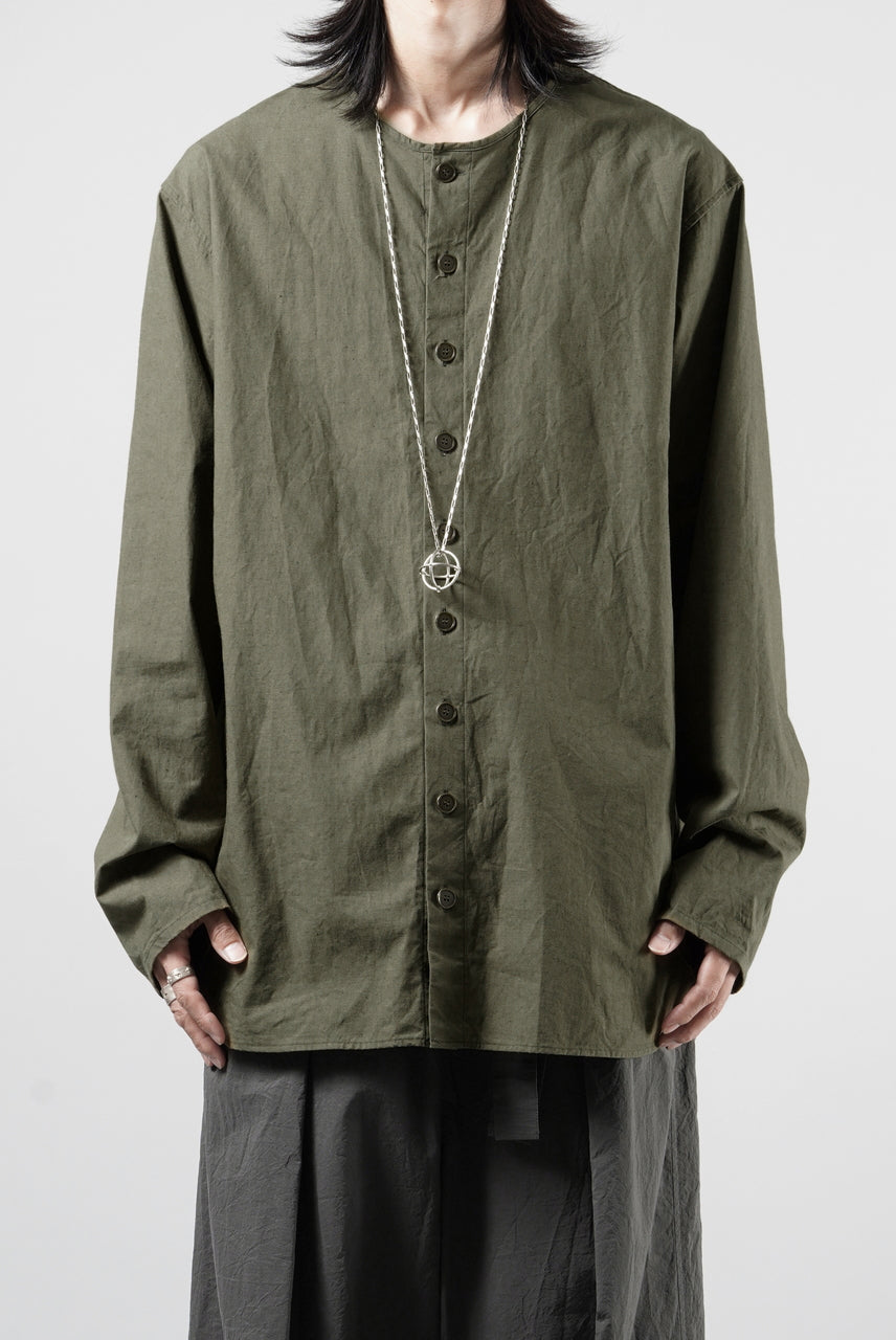 画像をギャラリービューアに読み込む, YUTA MATSUOKA collarless shirt / hard twist yarn horse cloth (khaki)