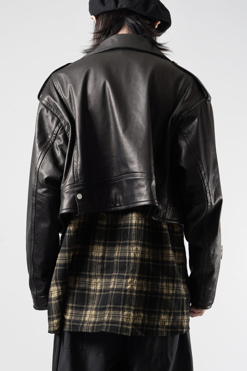 画像をギャラリービューアに読み込む, A LEATHER Short Motor Jacket / LUXE COWHIDE (BLACK)