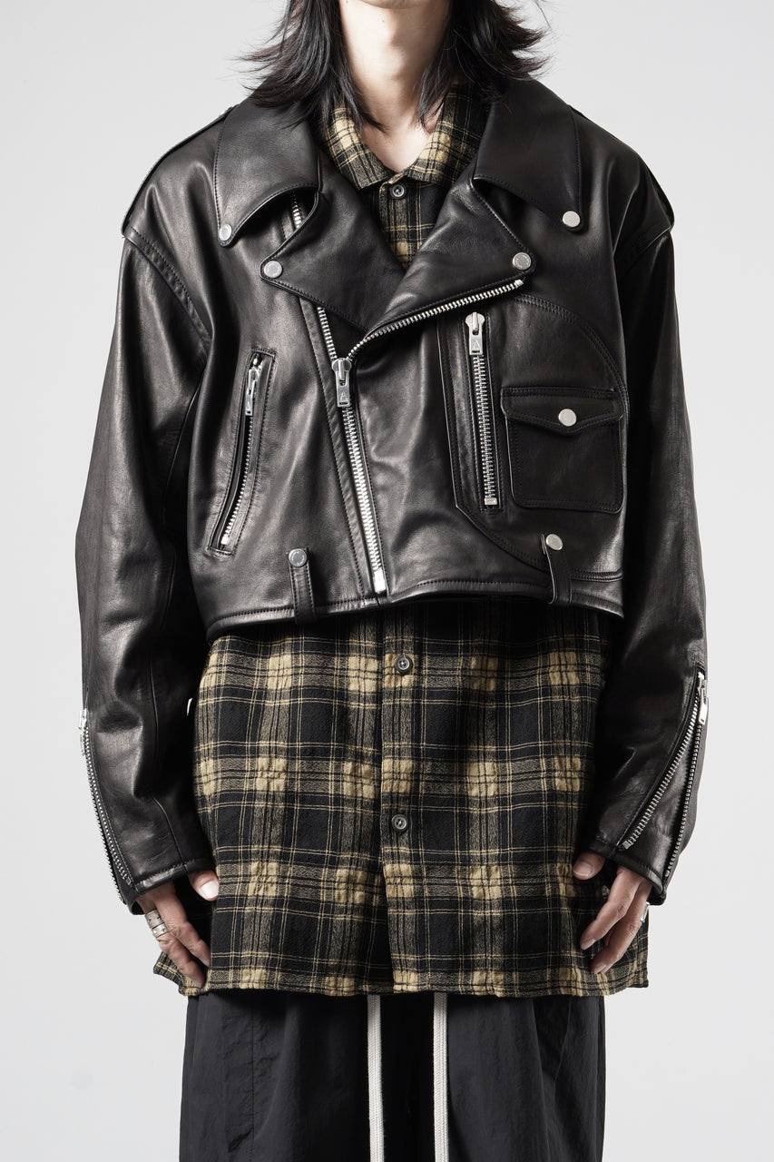 画像をギャラリービューアに読み込む, A LEATHER Short Motor Jacket / LUXE COWHIDE (BLACK)