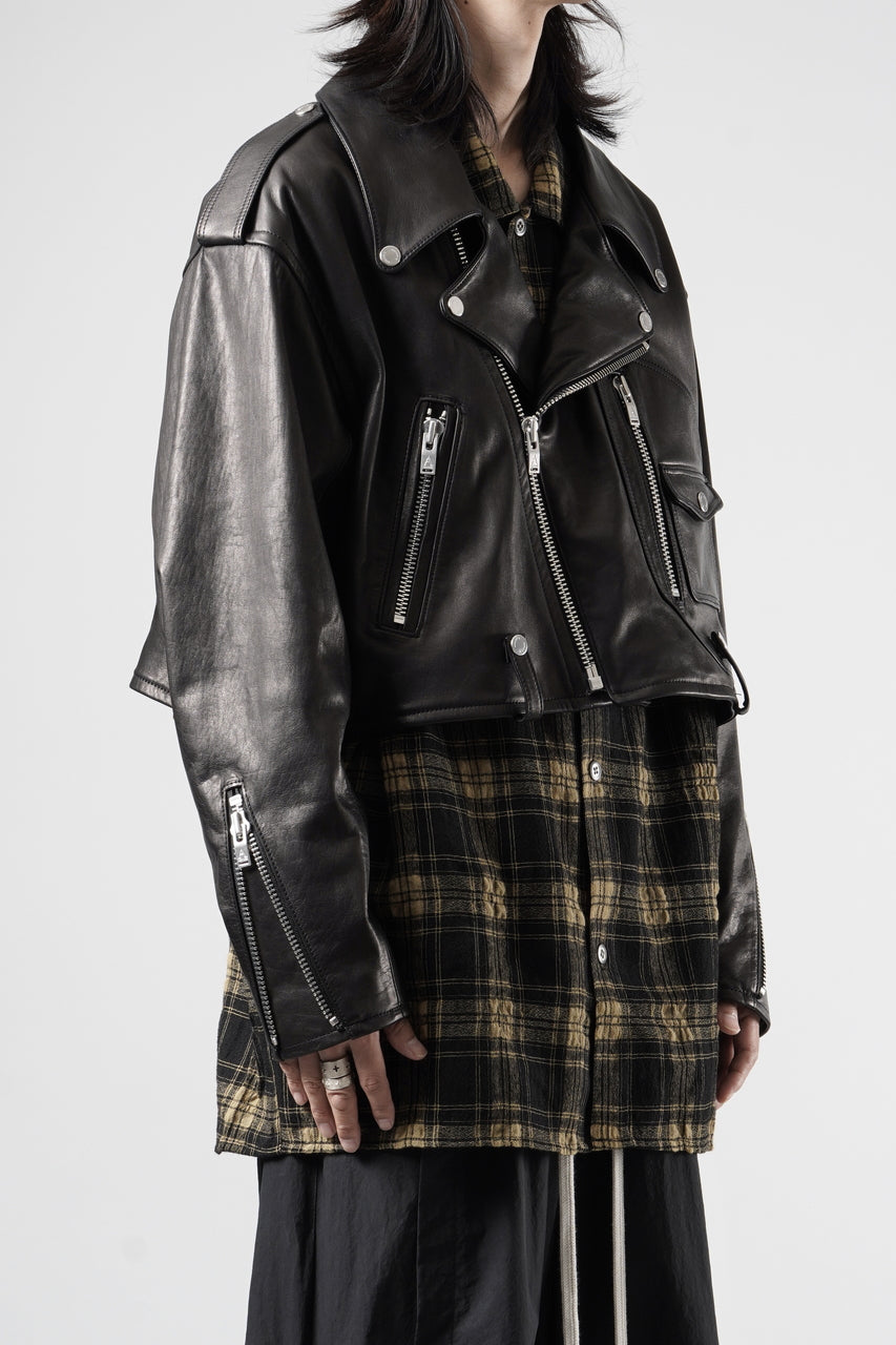 画像をギャラリービューアに読み込む, A LEATHER Short Motor Jacket / LUXE COWHIDE (BLACK)