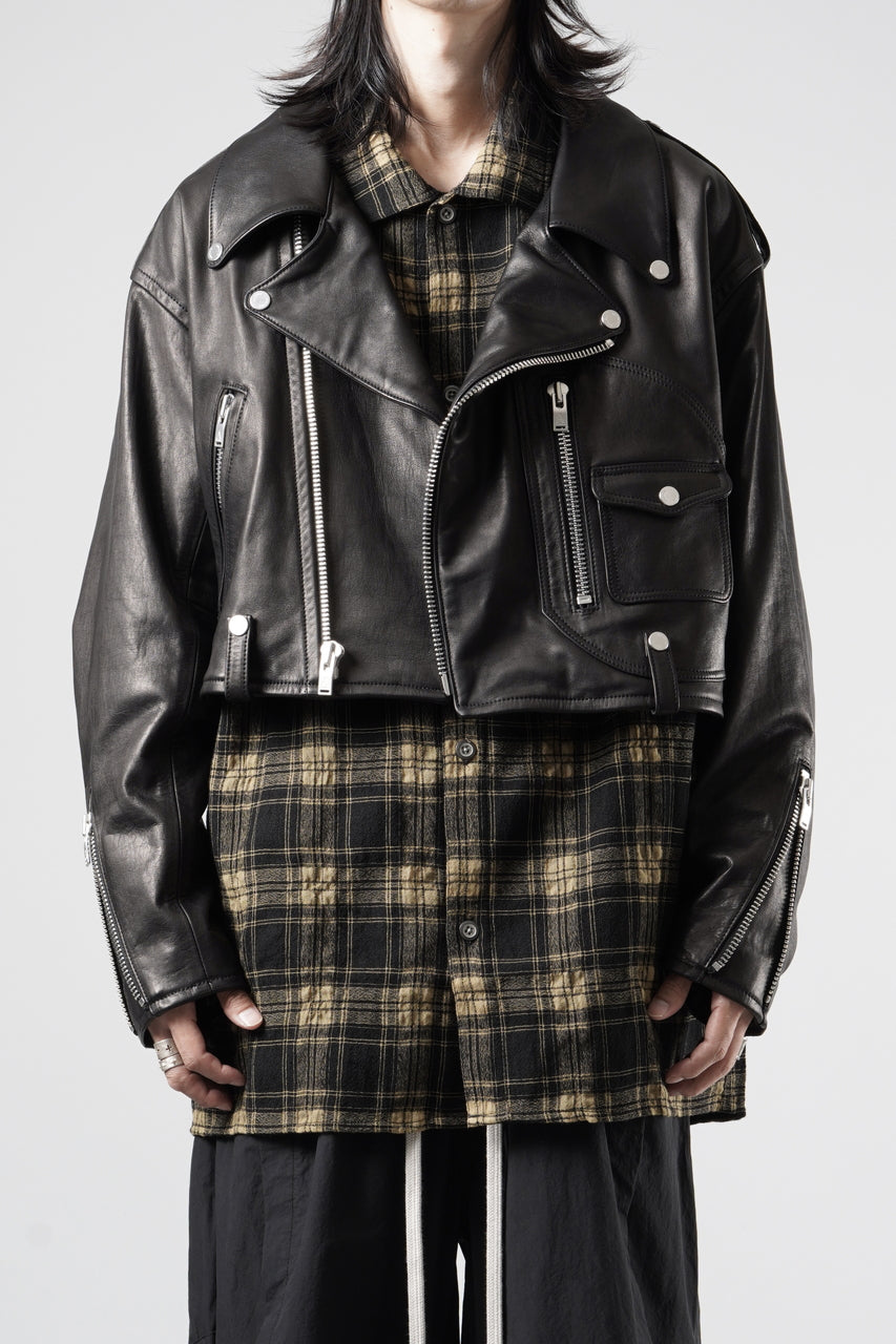 画像をギャラリービューアに読み込む, A LEATHER Short Motor Jacket / LUXE COWHIDE (BLACK)