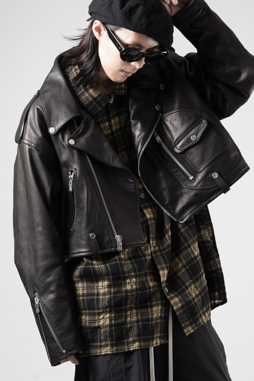 画像をギャラリービューアに読み込む, A LEATHER Short Motor Jacket / LUXE COWHIDE (BLACK)