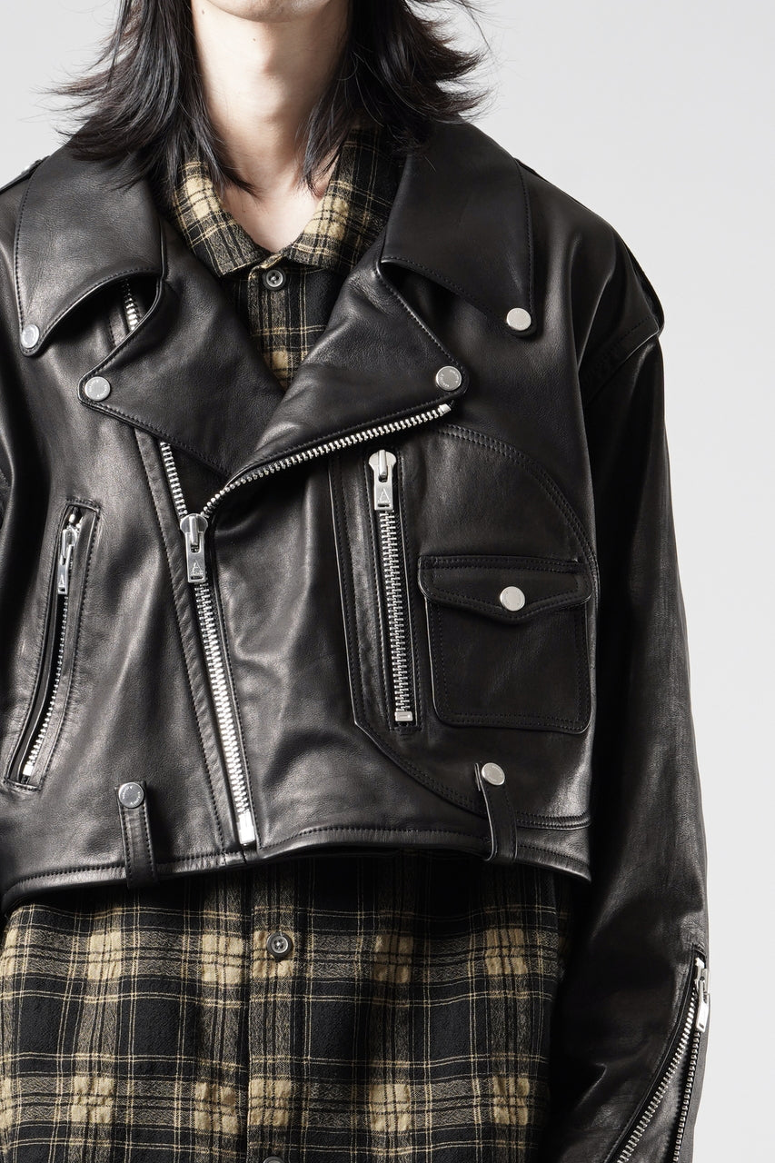 画像をギャラリービューアに読み込む, A LEATHER Short Motor Jacket / LUXE COWHIDE (BLACK)