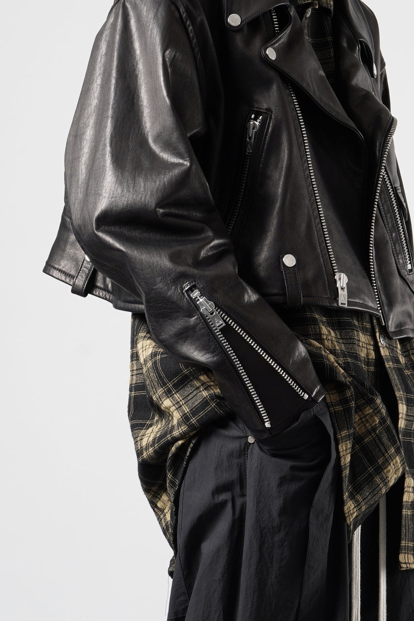 画像をギャラリービューアに読み込む, A LEATHER Short Motor Jacket / LUXE COWHIDE (BLACK)